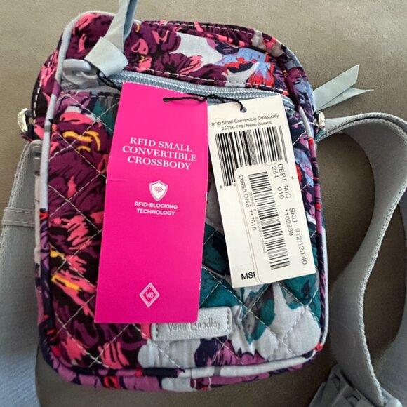 Vera Bradley RFID Small Convertible Crossbody in Neon Blooms NWT - Picture 5 of 6
